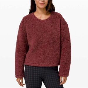 Lululemon Wool Whenever Teddy Crew Sweater Athleisure Savannah Cranberry Red